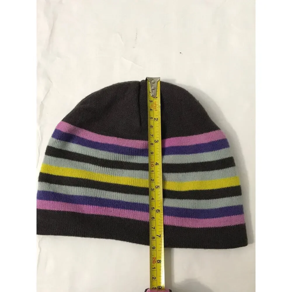 Multicolor Striped Beanie Hat O/S Winter Boho Casual Classic Normcore Streetwear